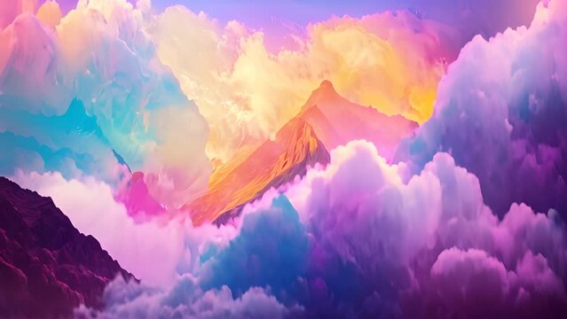 Colorful Abstract Mountain Landscape with Ai generated.

