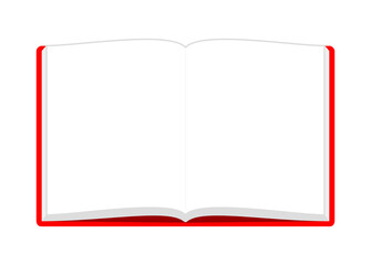 開いた本の無地ページのフレームイラスト（赤）／Frame illustration of blank pages of an open book (red)