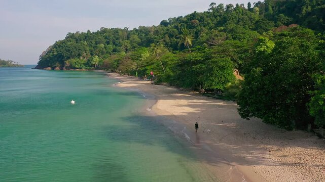 Beautiful tropical beach island Koh Chang Thailand on background scenery tropical nature 4K Aerial view
