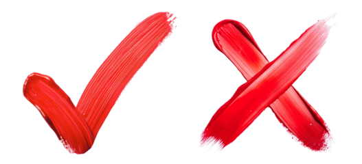 cross marks and tick marks drawn with paint