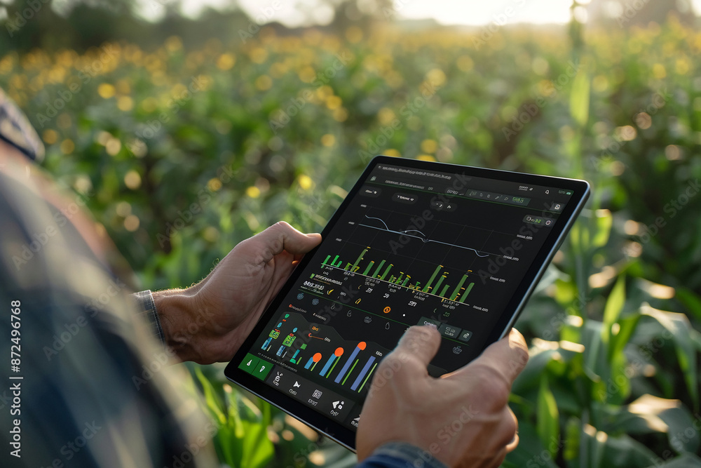 Wall mural Tablet interface for smart agricultural risk management