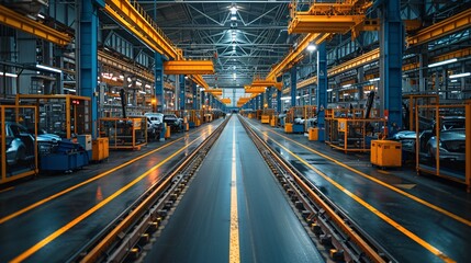 Fototapeta premium Modern Car Manufacturing Plant Interior