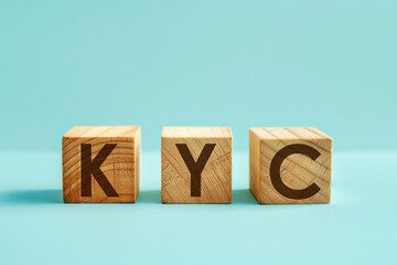 Three wooden blocks with the letters K, Y and C for Know Your Customer concept. Generative AI