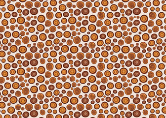 Seamless pattern of brown wood texture circles. Wooden planks vector illustration for your design