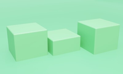 Abstract green background with geometric shape. Green pastel podium scene concept. 3d render illustration design for display product on website and etc.