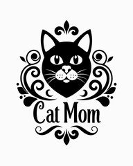 Cat mom, Typography T-shirt Design Vector Art illustration for Mother's Day, mom, mama