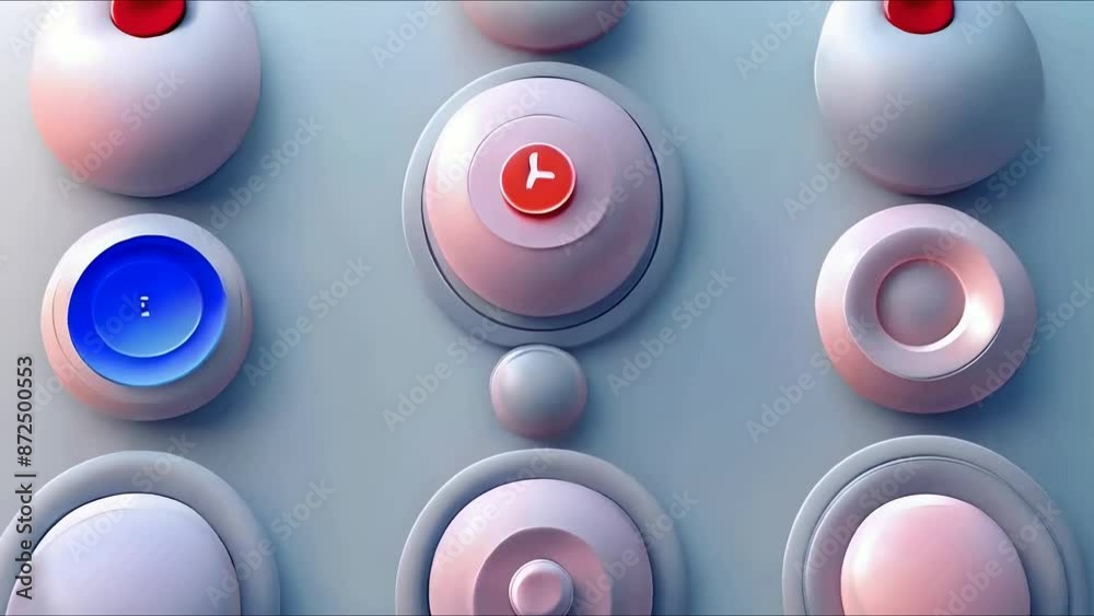 Wall mural buttons for user interface, simple circle 3d modern design