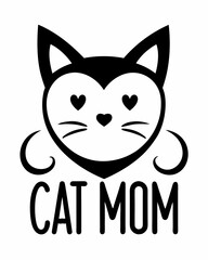 Cat mom, Typography T-shirt Design Vector Art illustration for Mother's Day, mom, mama