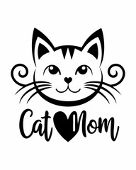 Cat mom, Typography T-shirt Design Vector Art illustration for Mother's Day, mom, mama