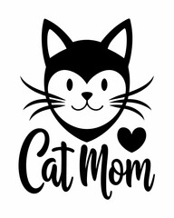 Cat mom, Typography T-shirt Design Vector Art illustration for Mother's Day, mom, mama