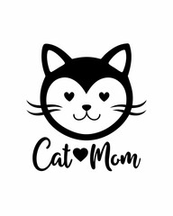 Cat mom, Typography T-shirt Design Vector Art illustration for Mother's Day, mom, mama
