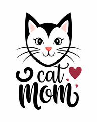 Fototapeta premium Cat mom, Typography T-shirt Design Vector Art illustration for Mother's Day, mom, mama