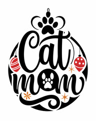 Cat mom, Typography T-shirt Design Vector Art illustration for Mother's Day, mom, mama