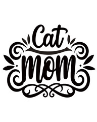 Cat mom, Typography T-shirt Design Vector Art illustration for Mother's Day, mom, mama