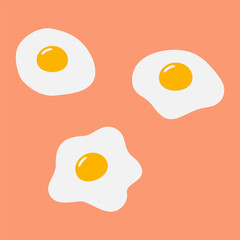 Fried eggs various uneven shapes. Culinary food poster or card menu design concept Set of 3 Isolated