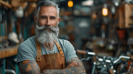 Bearded Craftsman in Workshop - Generative AI