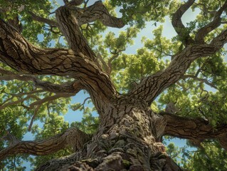 Photorealistic CG 3D render of an ancient oak tree