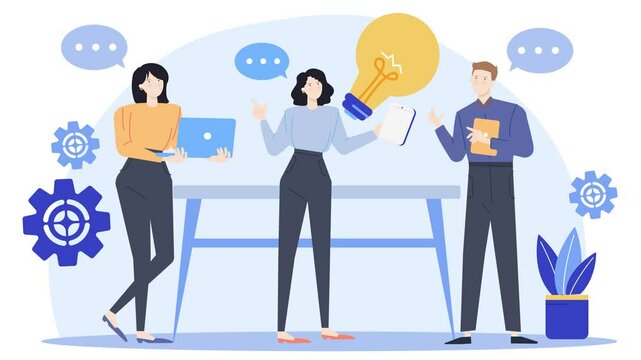 business people working in office illustration isolated on white background animated video