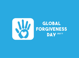 Global Forgiveness Day. July 7. Blue background. Flat design vector. Poster, banner, card, background.