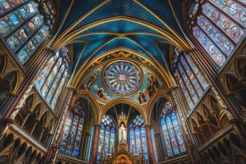 Stained Glass Interior of a Church