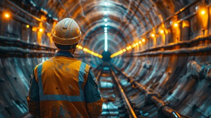 Worker in Underground Tunnel - Generative AI