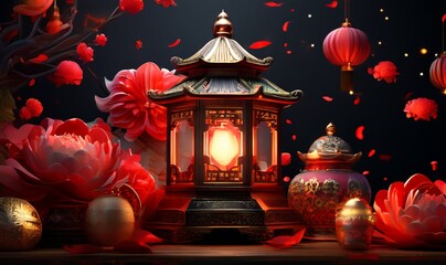 Fototapeta premium chinese temple lantern