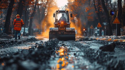 Construction Site in Autumn - Generative AI