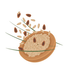 Vector illustration logo Clip art pine nuts levitation