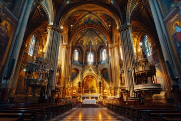 Fototapeta premium Magnificent Interior of a European Cathedral