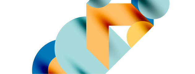 Metal color circles with shadows and other geometric elements composition for wallpaper, banner, background or landing