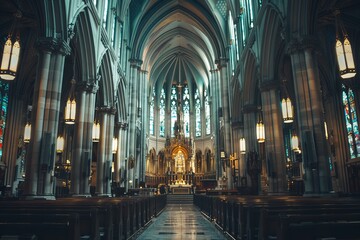 The Interior of a Grand Church