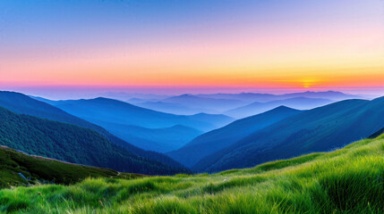 Fototapeta premium The sky is a beautiful mix of blue and orange hues, creating a serene