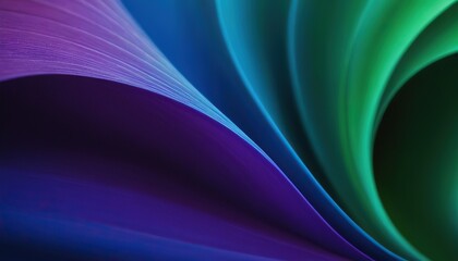 Abstract fluid iridescent holographic neon curved wave in motion green blue and purple background