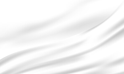 Smooth elegant white silk or satin luxury cloth texture background. White gray satin texture with beautiful soft blur pattern natural. Fabric textile drape. Christmas, New Year. Elegance Vector EPS10.