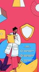 Doctor examines patient flat vector concept operation hand drawn illustration
