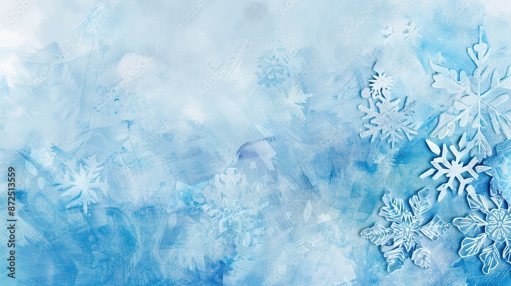 Poster Winter Wonderland - Blue Hues & Snowflake Design