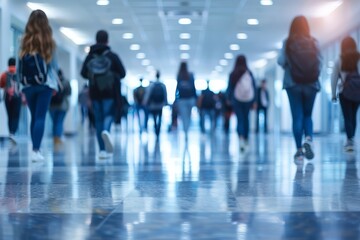 Abstract Blurred Soft Focus Background with Students Walking in College