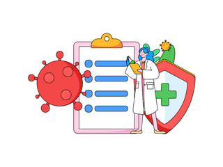 Doctor examines patient flat vector concept operation hand drawn illustration
