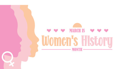 Logo for Women's History Month featuring pink and purple text
