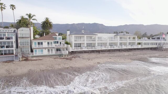 Montecito in California, Luxury Properties on Pacific Oceanfront At Sunrise - Timelapse