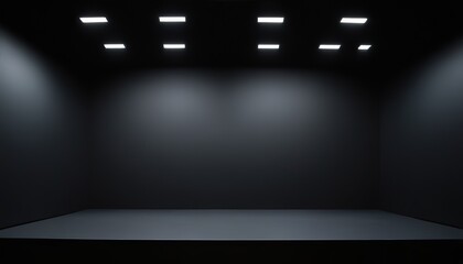 Empty black color studio room for product display background 