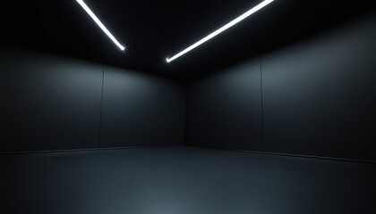 Empty black color studio room for product display background 
