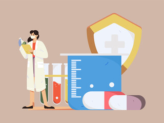 Doctor examines patient flat vector concept operation hand drawn illustration
