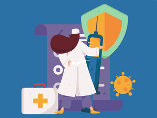 Doctor examines patient flat vector concept operation hand drawn illustration
