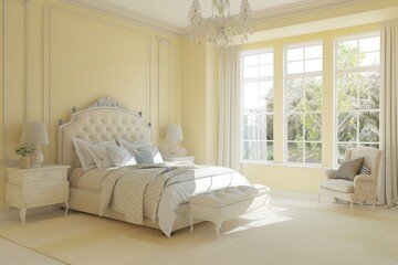 Elegant Bedroom Interior with a Luxurious Bed and Window View