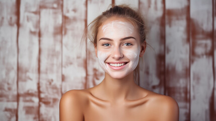 Fototapeta premium Young women beautiful take care her skin on background.