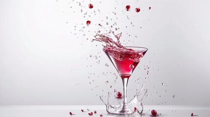 Fototapeta premium Classic Cosmopolitan Cocktail Splash Isolated on White