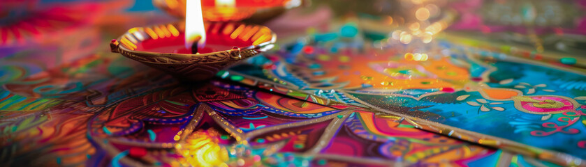 Fototapeta premium Indian-themed tarot deck with deities and intricate patterns