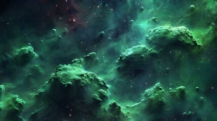 Fototapeta premium 緑の星の海原/星々の輝き