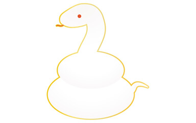 シンプルでかわいいとぐろをまいた白い蛇